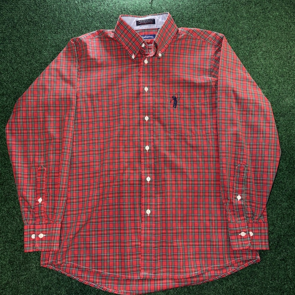 Vintage Hathaway Golf Button Down Men's Size 15 1/2 32-33 (large) Red Green Blue